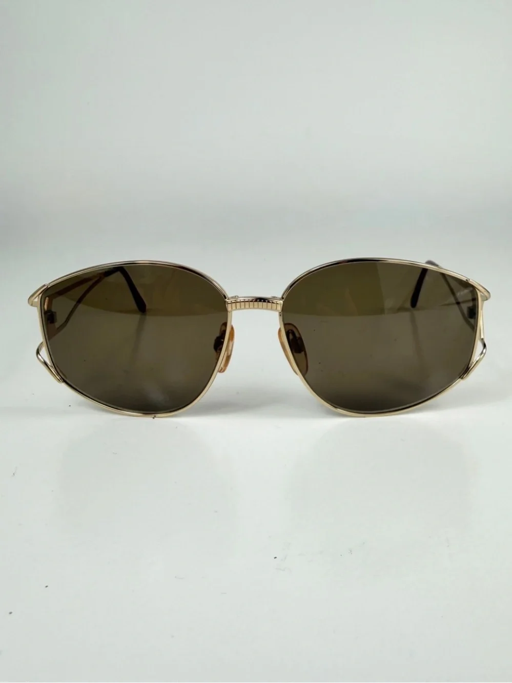 VTG Yves Saint Laurent 6029 Sunglasses Gold Open Frame YSL Deadstock Full Set